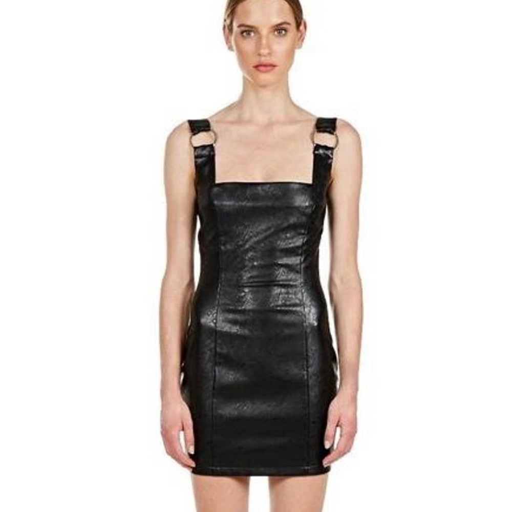 Danielle Guizio Black Leather Dress